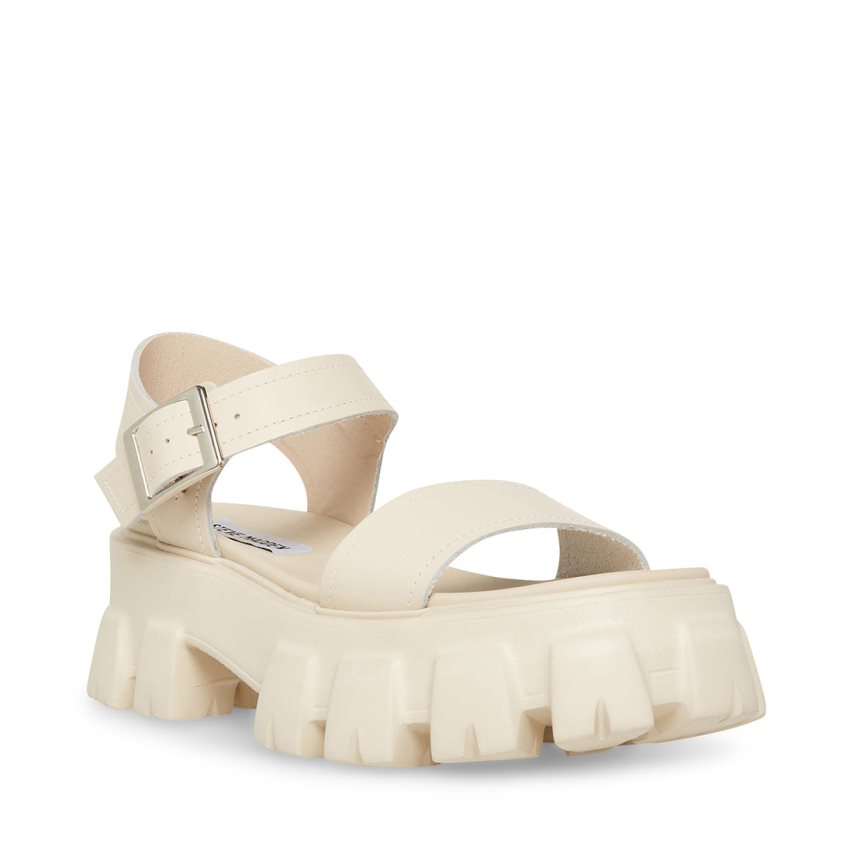 Sandalias de Plataforma Steve Madden Ellie Cuero Mujer Blancas | ES WC14E9